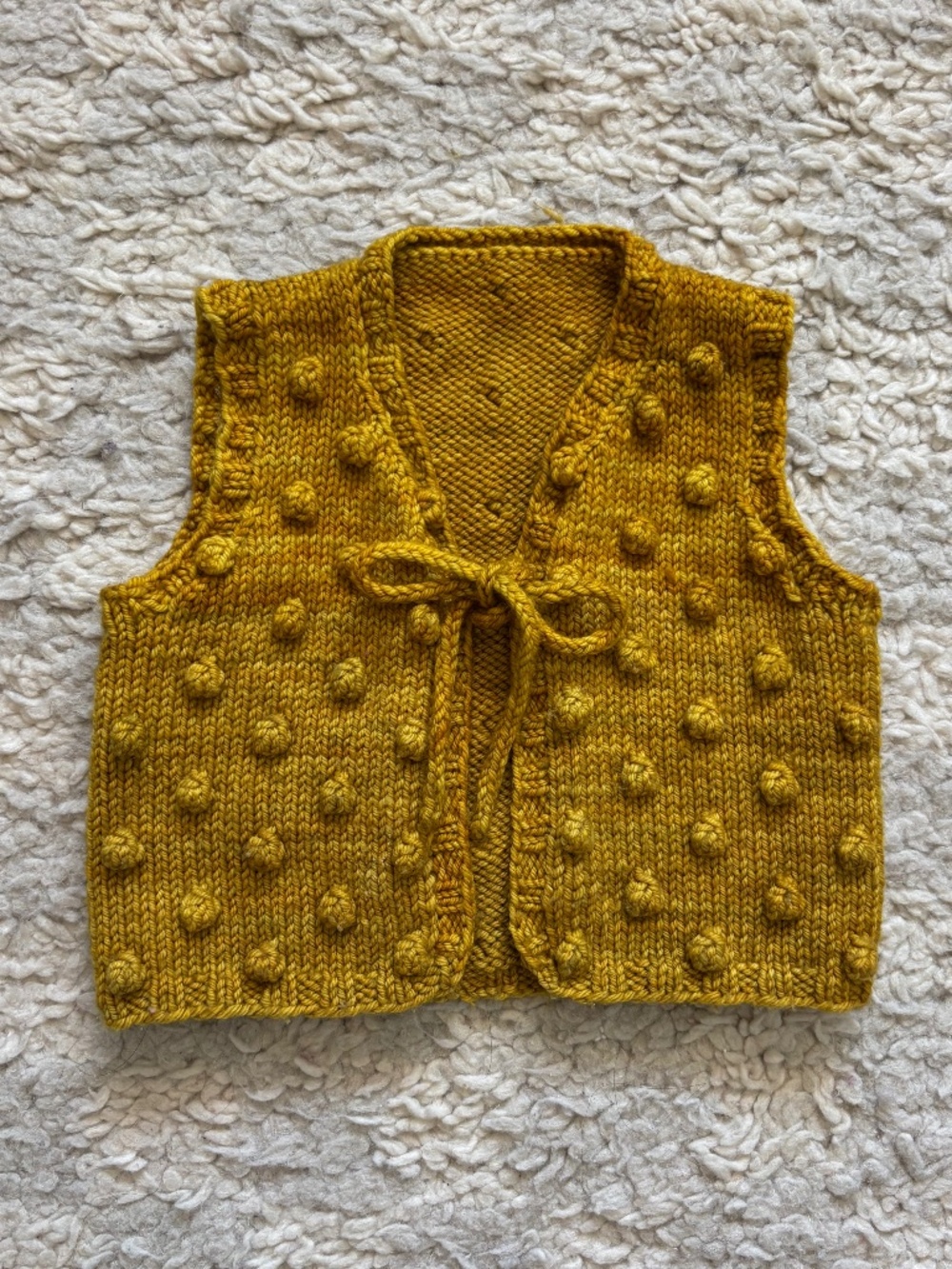 Handknit Bobble Vest Marigold Toddler Sweater Merino Wool Misha Puff Style